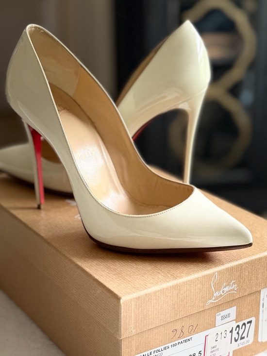 Christian Louboutin Shoes - Christian Louboutin Ivory Patent Pointed Toe Stiletto Pumps